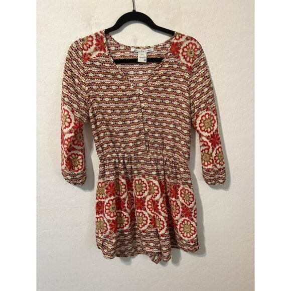 American Rag Printed Romper Sz M Polyester Boho Coastal Beach - Picture 1 of 7